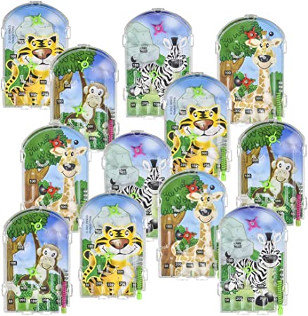 Gamie Mini Zoo Animal Pinball Games, Set of 24, Safari Party Favors for Kids, Party Goodie Bag Fillers, Holiday Stocking Stuffers, Road Trip Toys, Great Prize Bin Addition