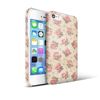 iPhone 5s case retro floral, Akna Retro Floral Series Vintage Flower Pattern Rubber Coating Back Case for iPhone 5 5S (Vintage Rose)(U.S)