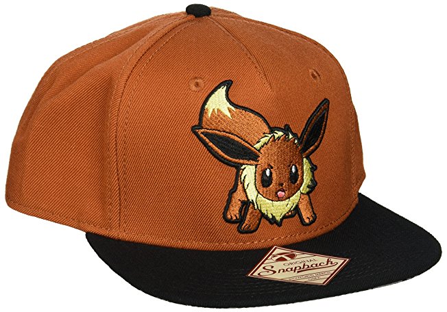 BIOWORLD Pokemon Eevee Brown Color Block Snapback Baseball Cap