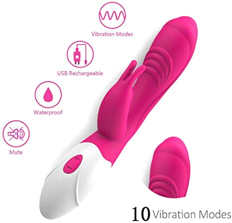 Rabbit Vibrator Nipple Clitoris Stimulation Massager G Spot Dildo Vibrator for Women with 10 Vibration Modes, Personal Clitoral Vibrator Sex Toys