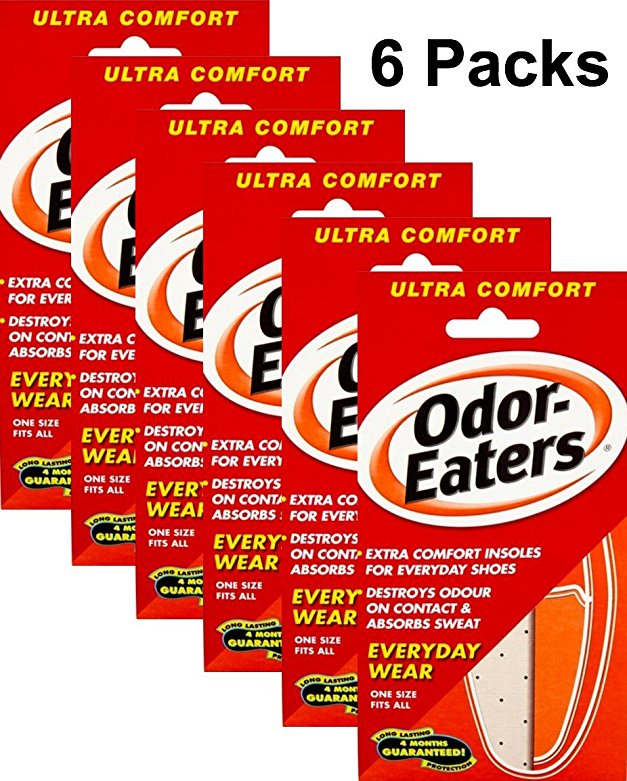 Odor-Eaters Ultra Comfort Insoles | Charcoal Deodorising Layer | Thin Design | x6 Pack