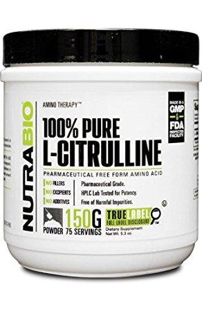 NutraBio 100% Pure L-Citrulline Powder - 150 Grams
