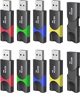 KEXIN 8 GB 10 Pack Flash Drive USB Stick 8G Thumb Drive Data Storage USB Drive Bulk Swivel Pen Drive USB Stick with LED Indicator 8G