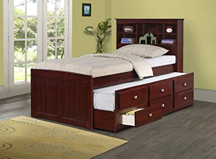 Donco Kids Bookcase Captains Trundle Bed, Twin/Twin, Dark Cappuccino