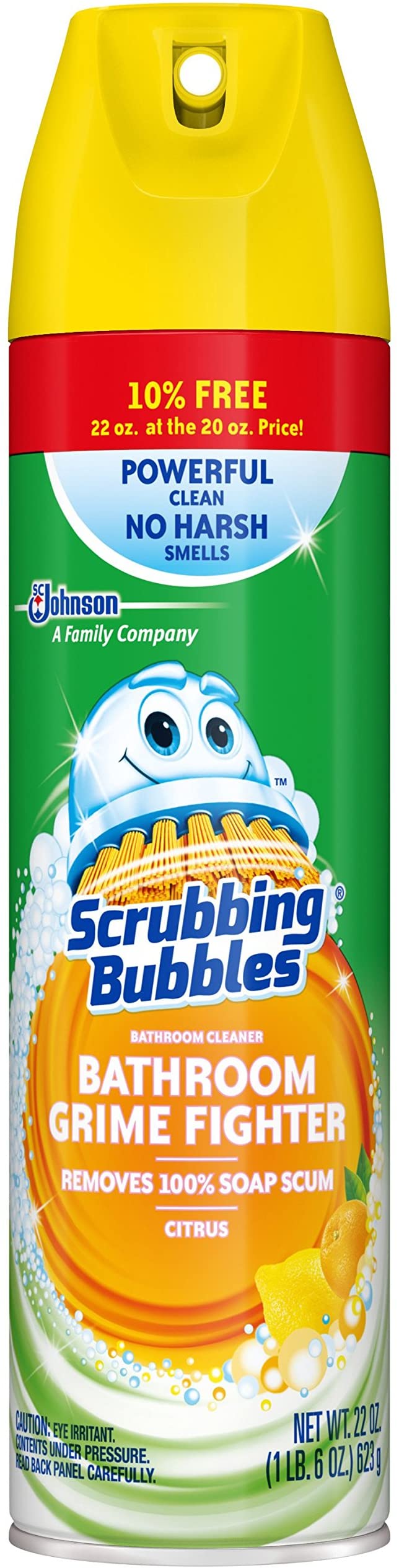 Scrubbing Bubbles Bathroom Grime Fighter Aerosol, Citrus, 22 oz