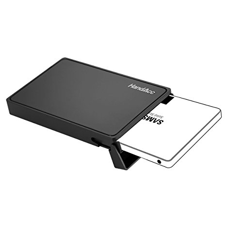 HandAcc 2.5 Inch USB 3.0 Hard Drive External Enclosure Case For 9.5mm & 7mm 2.5" SATA HDD and SSD, Support UASP, Tool-free