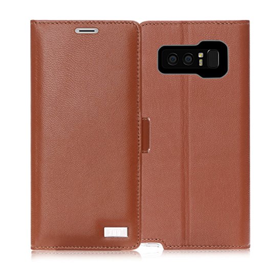 Galaxy Note 8 Case, Galaxy Note 8 Wallet Case, FYY [RFID Blocking wallet] Premium Genuine Leather 100% Handmade Wallet Case Credit Card Protector for Samsung Galaxy Note 8(2017) Dark Brown