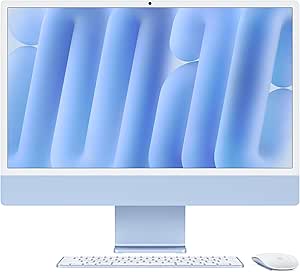 Apple 2024 iMac All-in-One Desktop Computer with M4 chip with 8-core CPU and 8-core GPU: Built for Apple Intelligence, 24-inch Retina Display, 16GB Unified Memory, 256GB SSD Storage; Blue