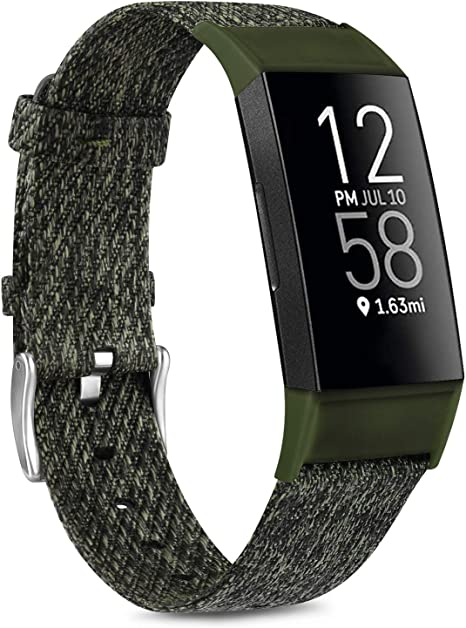 Vancle Woven Bands Compatible with Fitbit Charge 3 Bands and Fitbit Charge 4 Bands, Soft Woven Fabric Replacement Accessory Strap for Charge 4 Charge 3 Charge 3 SE Fitness Activity Tracker Men Women