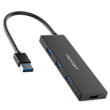 TeckNet USB 3.0 Hub, 4 Port Ultra-Slim High Speed USB 3.0 Hub with A Charging Port, LED, Micro USB Cable