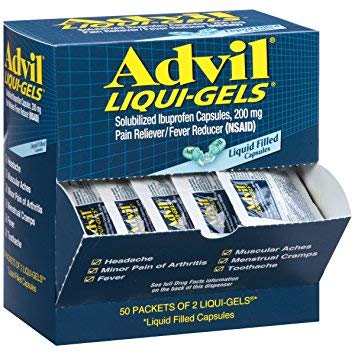 Advil Liqui-Gels Pain Reliever/Fever Reducer Liquid Filled Capsule Refill, 200mg Ibuprofen, Temporary Pain Relief (50 Packets of 2 Capsules) (3 Pack(100 Count))