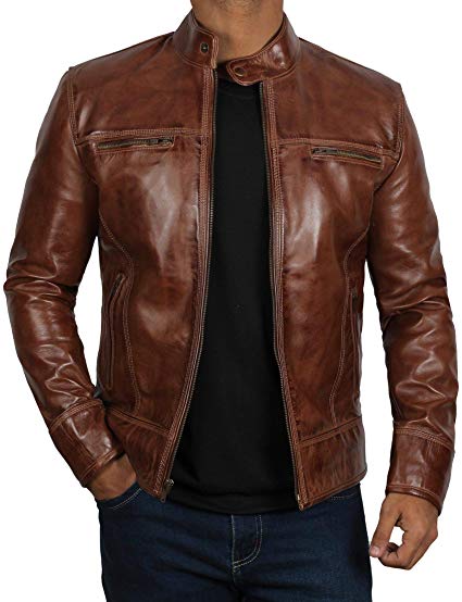 Leather Jacket Men - Cafe Racer Style Real Leather Jackets for Mens