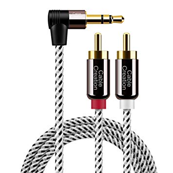 3.5mm to RCA Cable,CableCreation Angle 3.5mm Male to 2RCA Male Auxiliary Stereo Audio Y Splitter Gold-Plated Smartphones, MP3, Tablets, Speakers,Home Theater,HDTV,1.6ft/0.5m