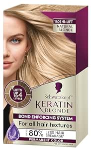 Schwarzkopf Keratin Blonde Hair Dye Natural Blonde 11.0, Hi-Lift Permanent Color, 1 Application - Hair Color Enriched with Keratin, Lightens up to 4 Levels and Protects Hair from Breakage*