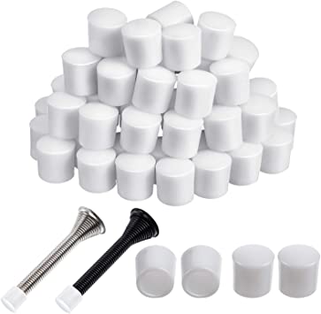 60 Pieces Door Stop Bumper Tips Door Rubber Stop Bumper Replacement Stopper Tips Caps for Door and Wall Protection (White)