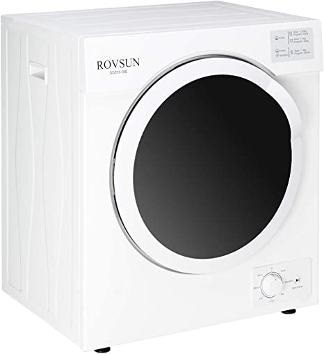 ROVSUN 13LBS Portable Clothes Dryer, 1500W Compact Tumble Laundry Dryer with Stainless Steel Tub, 7 Drying Modes, Simple Operation, 110V, White