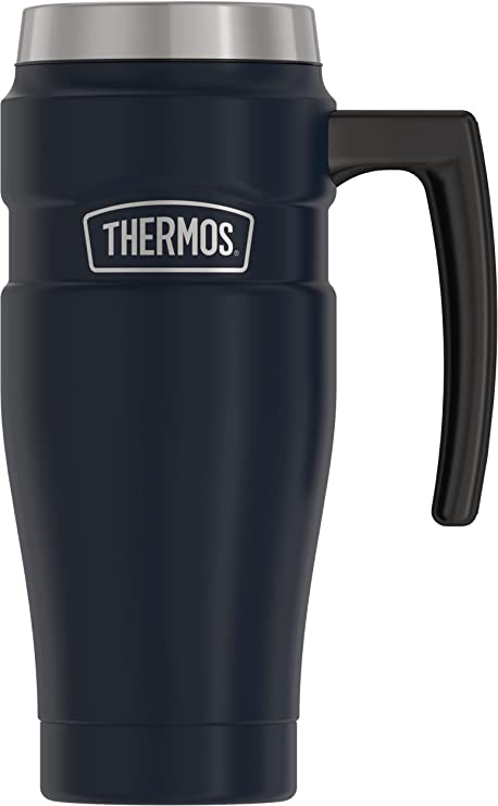 Thermos King Stainless Steel 16 Ounce Travel Mug, Matte Blue, 470ml