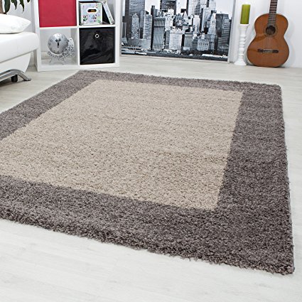 Shaggy carpets for living rooms, dining rooms or guest rooms with various colors such as black, brown, cream, green, red, mocha, purple, turquoise with 3 cm pile height and the carpets with OEKOTEX certified 1503, Size:240x340 cm, Color:Taupe