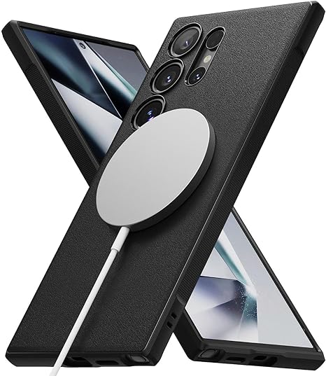 Ringke Onyx Magnetic Case Kompatibel mit Samsung Galaxy S24 Ultra Hülle (2024), Kompatibel mit MagSafe, rutschfeste Flexibel TPU Kratzfeste Dünne Handyhülle für Magnetische Laden - Black