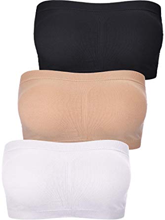 Boao Women Bandeau Bra Padded Strapless Brarette Soft Bra Seamless Bandeau Tube Top Bra, Assorted Sizes