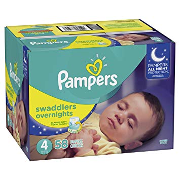 Pampers Swaddlers Overnights Disposable Diapers Size 4, 58 Count, SUPER