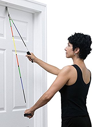 TheraBand Shoulder Pulley, Overhead Shoulder Pulley for Physical Therapy, Over the Door Pulley with Foam Handles and Color Coded Rope for Increasing Range of Motion, Overdoor System for Rehabilitation