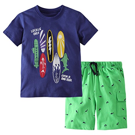 Fiream Boys Cotton Clothing Sets Summer Shortsleeve t-Shirts and Shorts 2 Pieces Clothing Sets