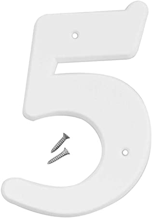 Hy-Ko Products 30305 Plastic House Number 5 (Five), 6" High, White