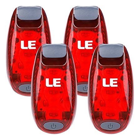 LE LED Safety Lights 3 Modes Clip on Strobe Running Cycling Dog Collar Bike Tail Warning Light High Visibility Accessories for Reflective Gear (4 PACK)