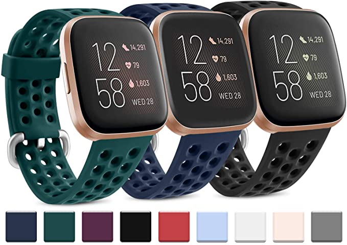 Vancle Silicone Bands Compatible for Fitbit Versa/Versa 2 / Versa Lite/Versa SE, Soft Silicone Sport Band Strap for Fitbit Versa Smart Watch Women Men Small Large