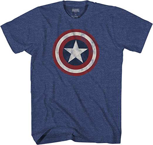 Marvel Captain America Distressed Shield Logo Mens T-Shirt