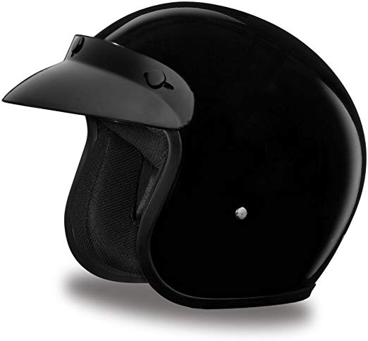 Daytona Helmets Motorcycle Open Face Helmet Cruiser- Hi-Gloss Black 100% DOT Approved