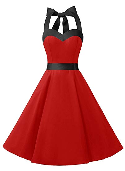 DRESSTELLS Vintage 1950s Rockabilly Polka Dots Audrey Dress Retro Cocktail Dress