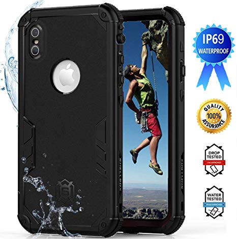 YOGRE iPhone Xs Max Waterproof Case with Built-in Screen Protector, Full-Body Rugged Sealed with Dropproof Dustproof and Snowproof Waterproof Phone Cover Cases, Wireless Charging Supported, 6.5 Inch