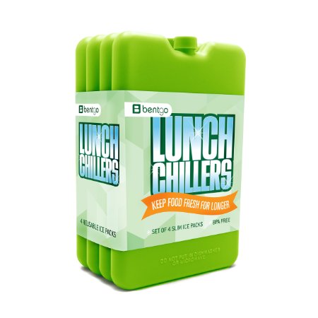 Bentgo Ice Lunch Chillers - Ultra-thin Ice Packs (4 Pack - Green)