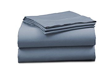 Elles Bedding Collections 450 Thread Count Bedspread 100% Cotton Sheet Set Sateen Weave Deep Pocket Breathable Premium Quality Bedding Set Blue King