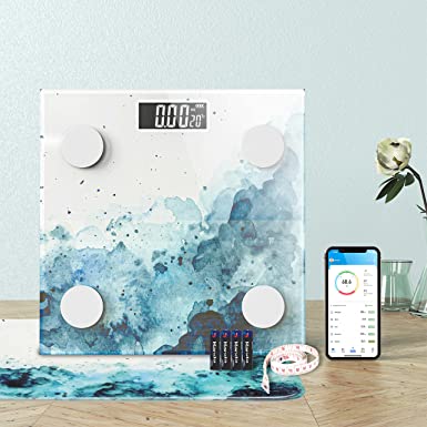 DTK Body Fat Scale with Bath Rug, Digital Bathroom Scales for Body Weight BMI and Weight Loss, High Precision Smart Bluetooth Scale with 12 Key Body Compositions Sync with Other Fitness Apps, 400 lbs