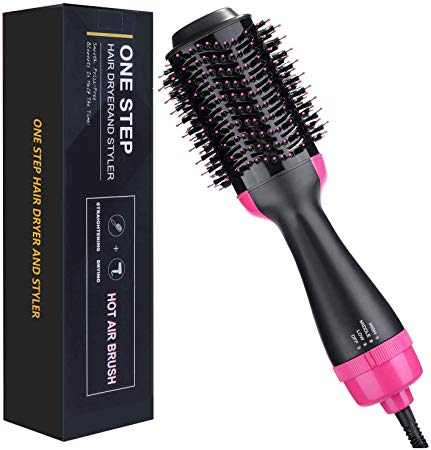 Hot Air Brush 4 IN 1 Hair Dryer Brush,One Step Hair Dryer & Styler & Volumizer & Hair Curler, Negative Ions Comb Straightener Salon/Curly Reduce Frizz/Static