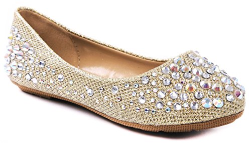 LARISA Kids Loafer Slip Rhinestone Fashion Glitter Ballet Flats Shoes