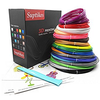 3D Pen Filament Refills - 1.75mm 594ft PLA Filament, Pack of 18 Colors, 32.8ft Each Color, and Included Stencil&3D Drawing Board&Spatula