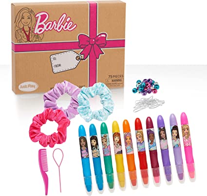 Barbie Deluxe Hair Chalk Salon Set, 75-Piece Hair Accessories Set for Girls, Includes Scrunchies, Hair Beads and Tool, Amazon Exclusive, by Just Play