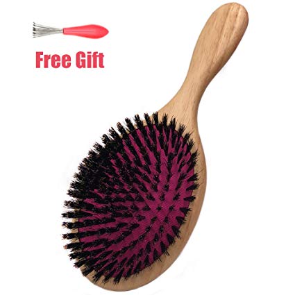 Longjet Soft Boar Bristle Hair Brushes for Women, Wooden Hair Brush Detangling Brush, Best Hairbrush for Styling, Straightening, Fine Hair, Thinning Hair, Thick Hair