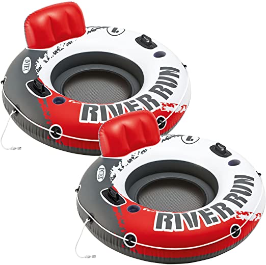 Intex Red River Run 1 Fire Edition Sport Lounge, Inflatable Water Float, 53" Diameter 2 Pack