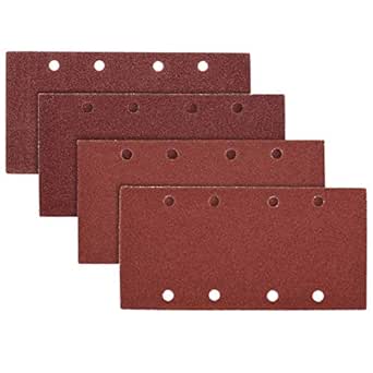 Navaris 25 pcs Sanding Sheets - Assorted P40, 60, 80, 100 Grit Sand Paper for Wood Metal Hook and Loop Pads for Orbital Sander 93 x 187 mm