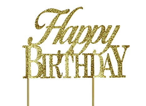 All About Details CATHBDYALGOL Gold Happy-Birthday Cake Topper, 6 x 8