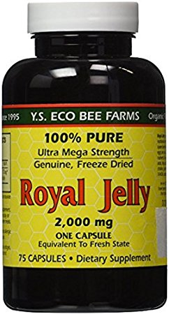 YS Eco Bee Farms Royal Jelly 2,000 mg - 75 capsules (Pack of 2)