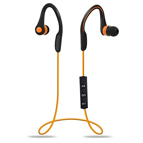 Aonisia Flexible Bluetooth Wireless Headphone with Noise Cancelling Stereo Sports Sweatproof Earphone Headset (Orange)