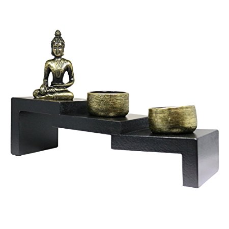Tabletop Incense Burner Gifts & Decor Zen Garden Kit with Statue Candle Holder ~ USA SELLER!! (Buddha Stairs G16285)