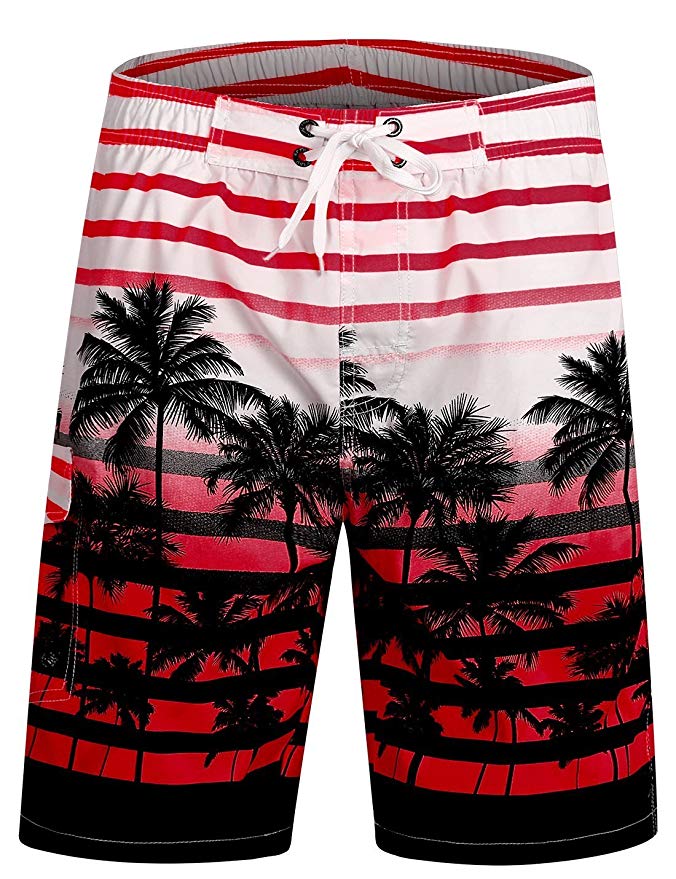 APTRO Men's Quick Dry Swim Trunks with Pockets Long Elastic Waistband Beach Board Shorts Bathing Suits