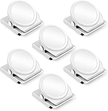 Grtard 6 Pack Magnetic Clips Heavy Duty, Fridge Magnets Clips, Strong Magnets for Whiteboard, Refrigerator, Home, School, Office (White)